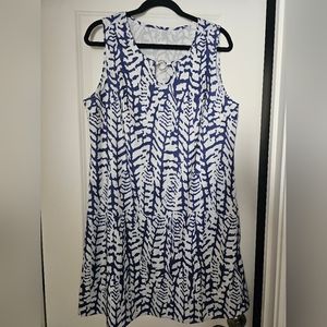 Blue and white sleeveless dress (NWOT)